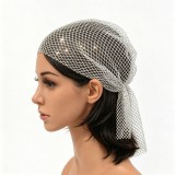 Women Mesh Rhinestone Stretchy Fishnet Hat Rhinestone headscarf/hat