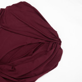 Women Summer Casual One-Shoulder Short-Sleeve Ribbon Hollow-Out Dress