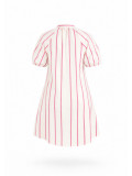 Women V-Neck Striped Summer Puff Sleeve Shirt Dress