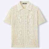 Men's jacquard openwork lapel knitting top