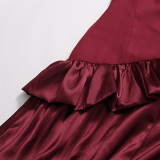 Women French Sexy Strapless Backless Ruffle Dress