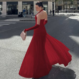 Women Summer Halter Neck V-Neck Backless Mesh Patchwork Dress