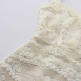 Women Lace Embroidery Patchwork Strap Dress