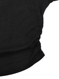 Women Round Neck Top and Pleated Skirt Two-Piece Set