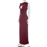 Women Summer Casual One-Shoulder Short-Sleeve Ribbon Hollow-Out Dress