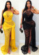 Women Summer Lace Patchwork Halter Neck Slit Ribbon Dress