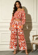 Women Printed Off-Shoulder Crop Top and Wide-Leg Trousers Two-Piece Set