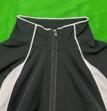 Women Autumn/Winter Stand Collar Contrast Color Zipper Jacket Top Drawstring Pleated Skirt Two-Piece Set