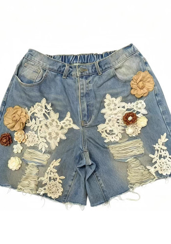 Women Summer Ripped Denim Shorts
