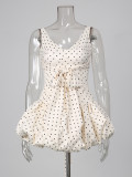 Women Summer Patchwork Polka Dot Camisole Dress