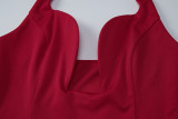 Women Summer Halter Neck V-Neck Backless Mesh Patchwork Dress
