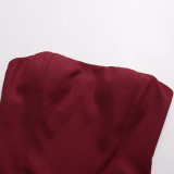 Women French Sexy Strapless Backless Ruffle Dress