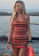 Women Summer Striped Print Bodycon Dress