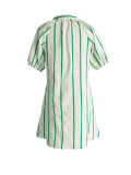 Women V-Neck Striped Summer Puff Sleeve Shirt Dress