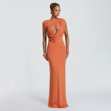 Women Summer Casual One-Shoulder Short-Sleeve Ribbon Hollow-Out Dress