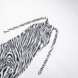 Women Sexy Zebra Print Halter Neck Backless Jumpsuit