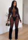 Women See-Through Hollowed-Out Fishnet Jumpsuit Two-Piece Set