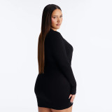 Women Summer & Autumn V-Neck Long-Sleeve Gathered Drawstring Bodycon Mini Dress