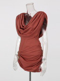 Women Sexy Pleated Backless Bodycon Dress