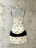 Women Sweetheart Neck Spaghetti Strap Bow Mini Dress