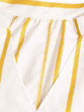 Women V-Neck Striped Summer Puff Sleeve Shirt Dress
