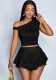 Women Casual Sexy Off-Shoulder Top and Asymmetrical Skirt Two-Piece Set