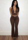 Women Summer Sleeveless Cropped Top and Trousers Two-Piece Set