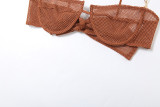 Women Summer Sexy Lace-Up See-Through Bikini Skirt Set