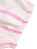 Women V-Neck Striped Summer Puff Sleeve Shirt Dress