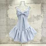 Women Summer Patchwork Polka Dot Camisole Dress