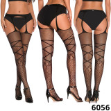 Women Fine Mesh Suspender Stockings Footed Jacquard Hollow-Out Sexy Lace Pantyhose