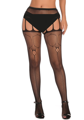 Women Sexy Fishnet Stockings Jacquard Hollow-Out Stockings Fishnet Disco Basic Suspender Stockings