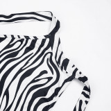Women Sexy Zebra Print Halter Neck Backless Jumpsuit