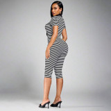 Women Autumn/Summer Turn-down Collar Sexy U-Neck Jumpsuit