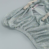 Women French Sexy Strapless Rhinestone-Studded Bodycon Dress