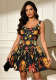Women Printed Sleeveless Square Neck Strap Dress