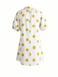 Women V-Neck Striped Summer Puff Sleeve Shirt Dress