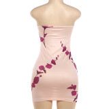 Women Summer Sexy Strapless Backless Bodycon Dress
