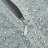 Women French Sexy Strapless Rhinestone-Studded Bodycon Dress