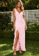 Women Summer V-Neck Slit Maxi Dress