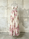 Women French Elegant V-Neck Camisole Lace Patchwork Maxi Dress