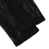 Women See-Through Hollowed-Out Fishnet Jumpsuit Two-Piece Set