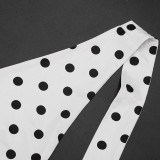 Women Sexy Polka Dot Halter Neck Backless Lace Jumpsuit