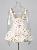 Women Summer Patchwork Polka Dot Camisole Dress