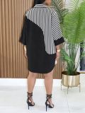 Women Color Block Patchwork Turn-down Collar Casual Shirt Dress