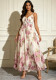 Women French Elegant V-Neck Camisole Lace Patchwork Maxi Dress