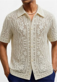 Men's jacquard openwork lapel knitting top