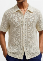 Men's jacquard openwork lapel knitting top Men's jacquard openwork lapel knitting top