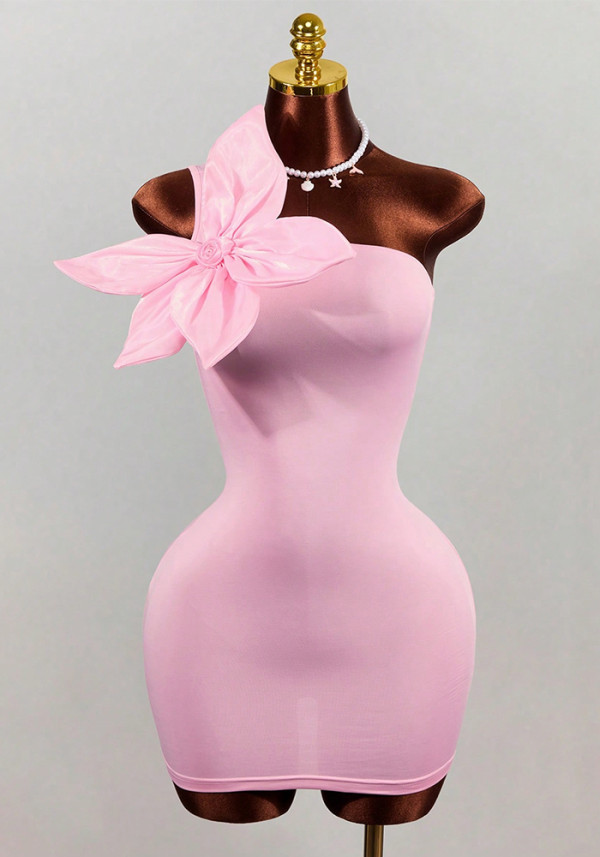 Floral Slash Shoulder Bodycon Evening Dress
