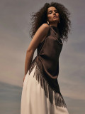 Women's Casual Satin Fringe Sleeveless Vest